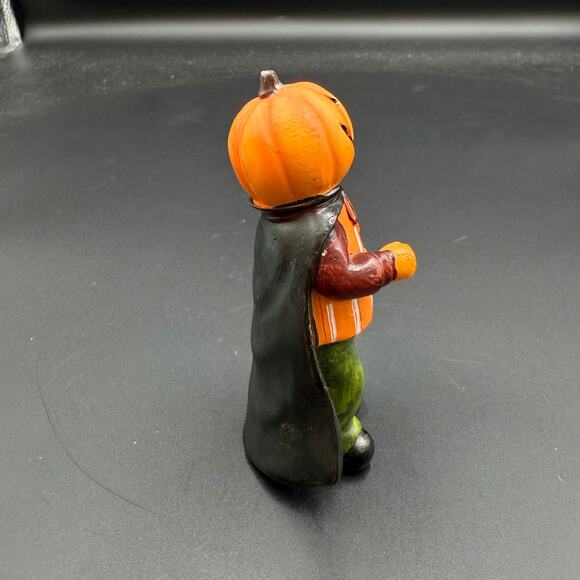 Vintage Halloween Figurine Jack O Lantern with Crow Mini Statue - Picture 4 of 11